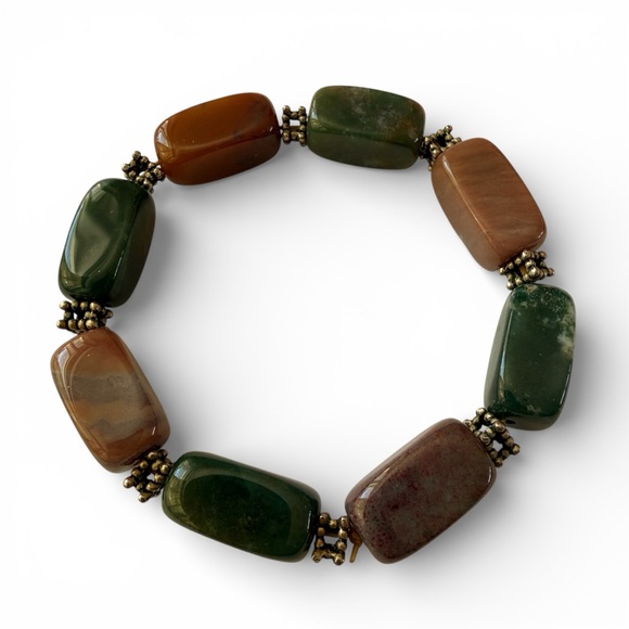 Handcrafted Natural Semi‑Precious Stone Bracelet - Multicolored Stretch, 8" - Picture 2 of 12